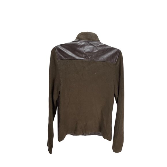Jaclyn Smith Genuine Leather Knit Zip Jacket Brown10 vintage Style Outdoor - Picture 5 of 10